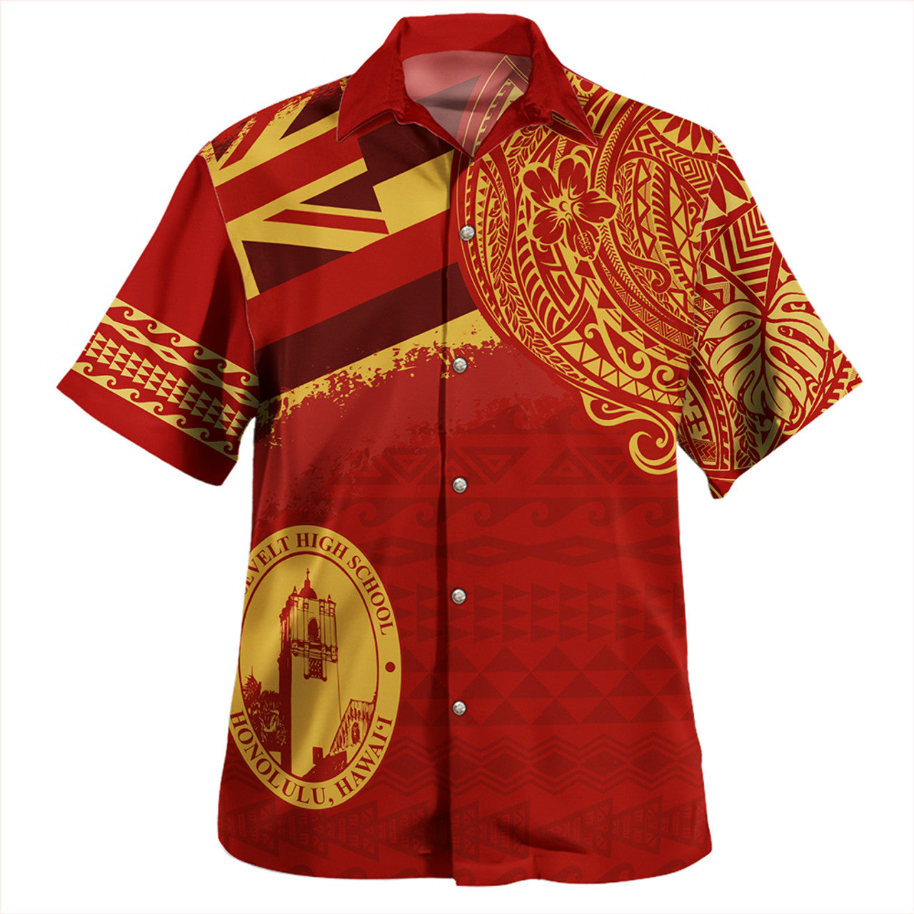 Hawaii President Theodore Roosevelt High School With Crest Style Hawaiian Shirt Unisex
