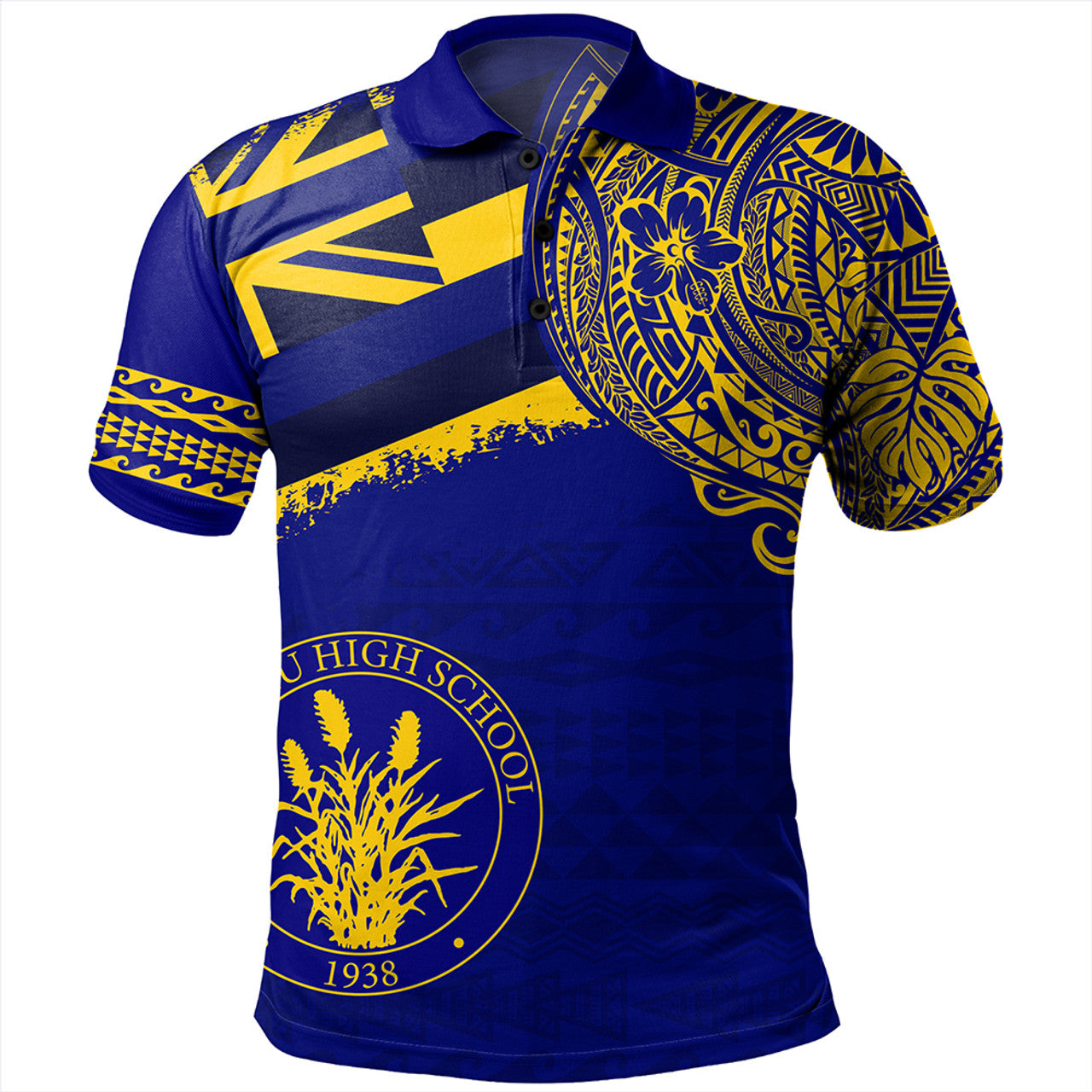Hawaii Waipahu High School With Crest Style Polo Shirt Unisex