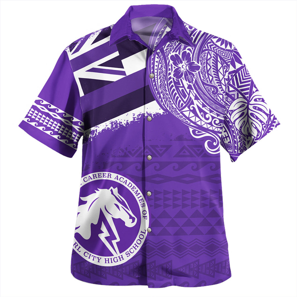 Hawaii Pearl City High School With Crest Style Hawaiian Shirt Unisex
