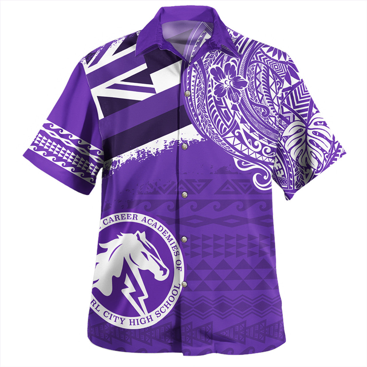 Hawaii Pearl City High School With Crest Style Hawaiian Shirt Unisex