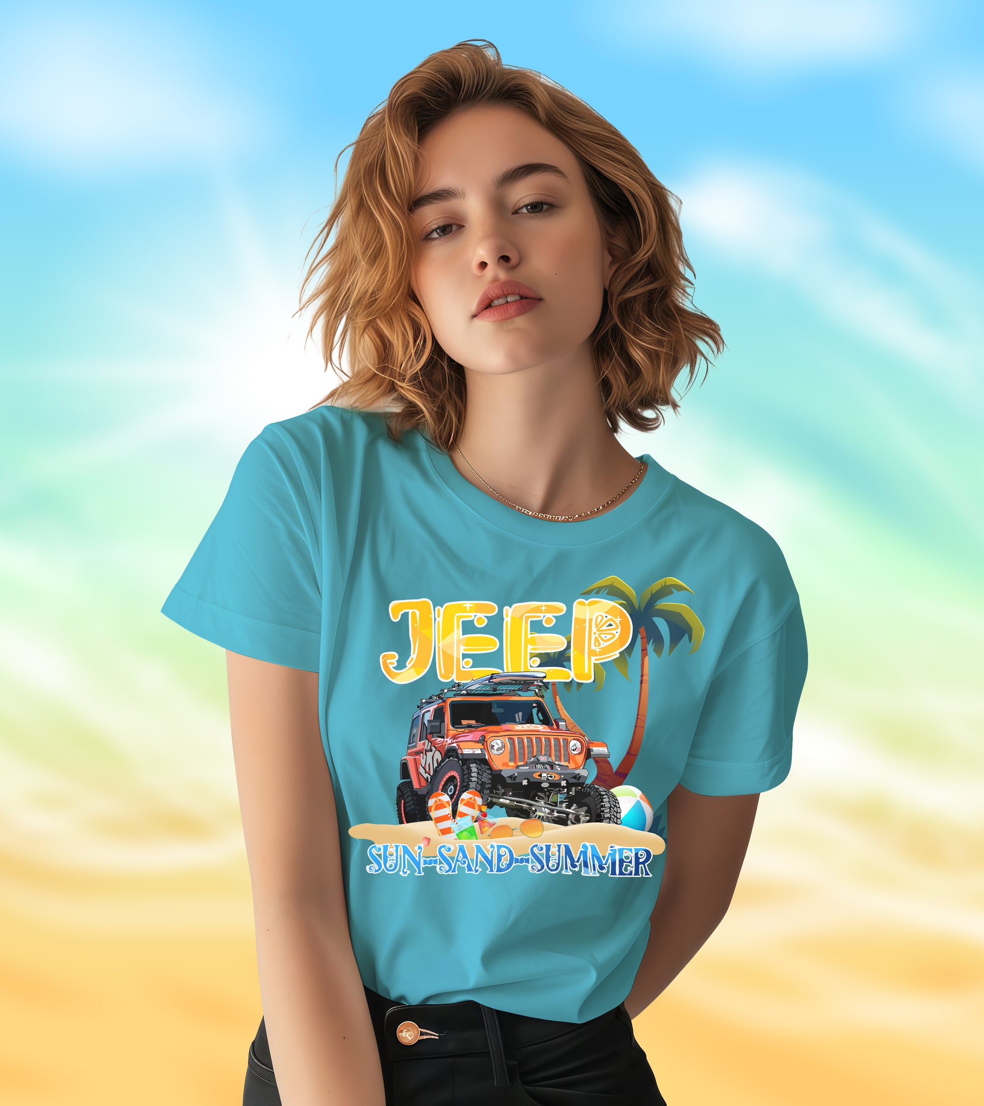 Sun-Sand-Summer Jeep - 2D T-Shirt for Men/Women - TH02