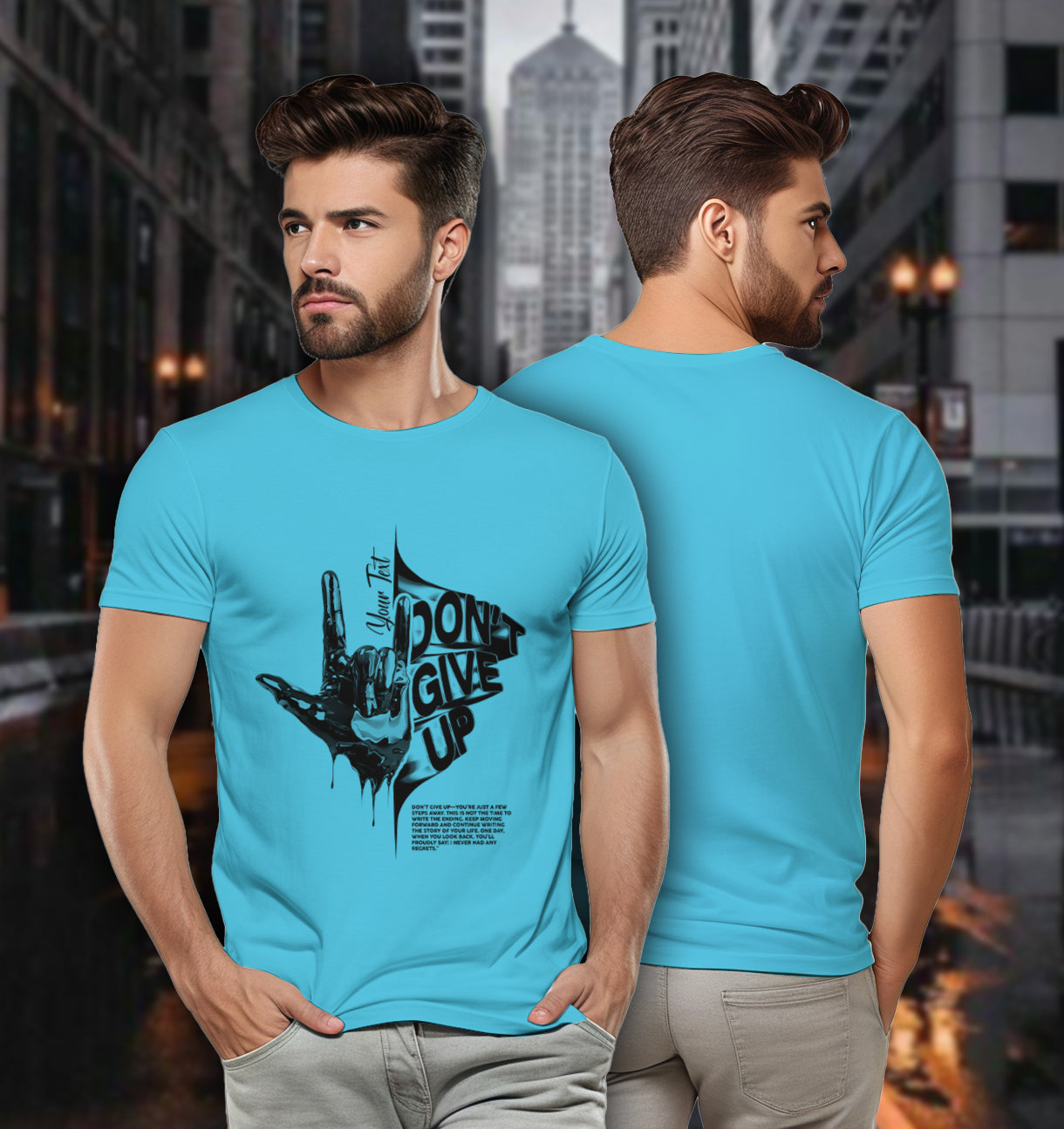 Personalized Motivation Tee – Don’t Give Up Hand Sign 2D T-Shirt - TH02