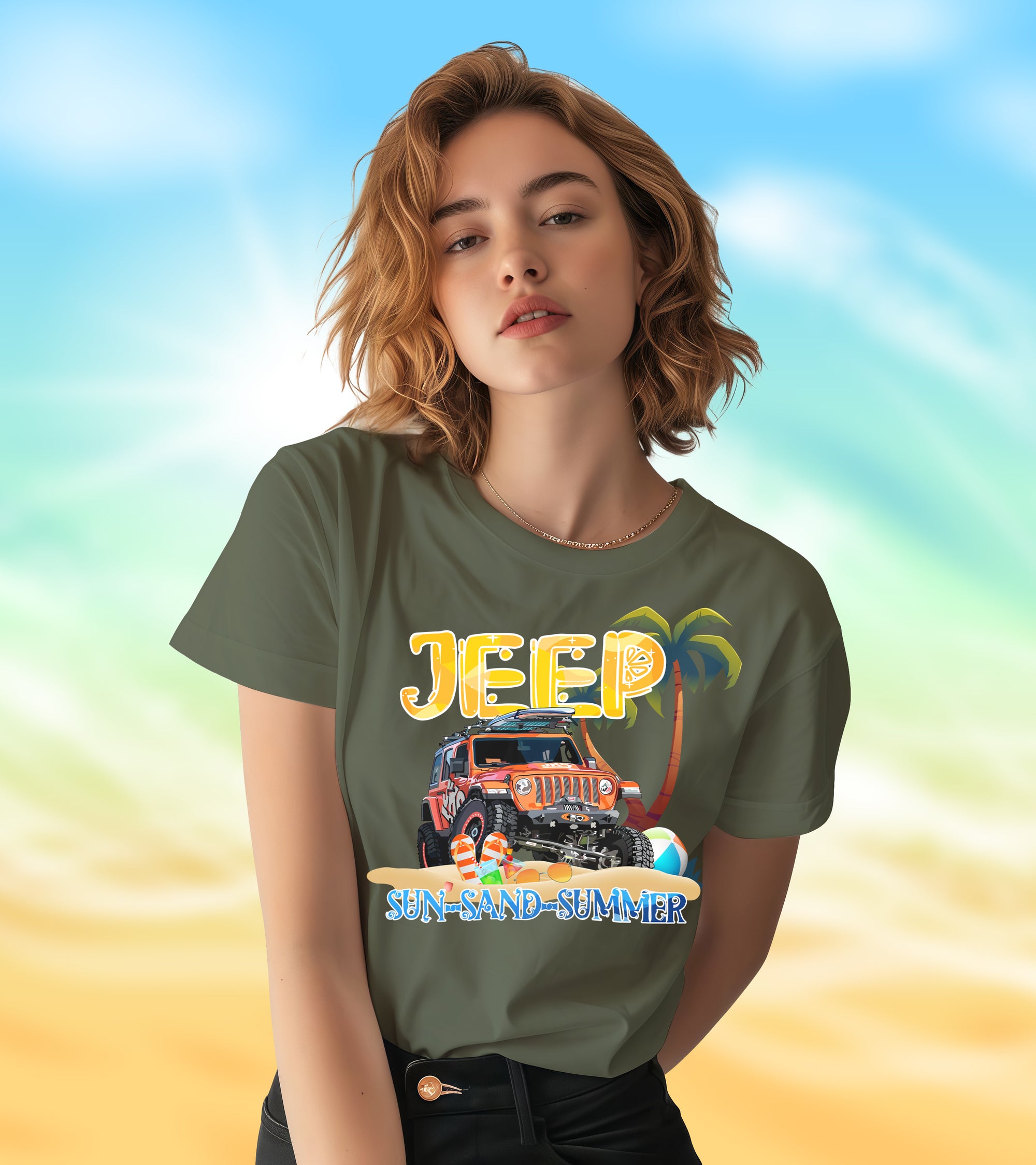 Sun-Sand-Summer Jeep - 2D T-Shirt for Men/Women - TH02