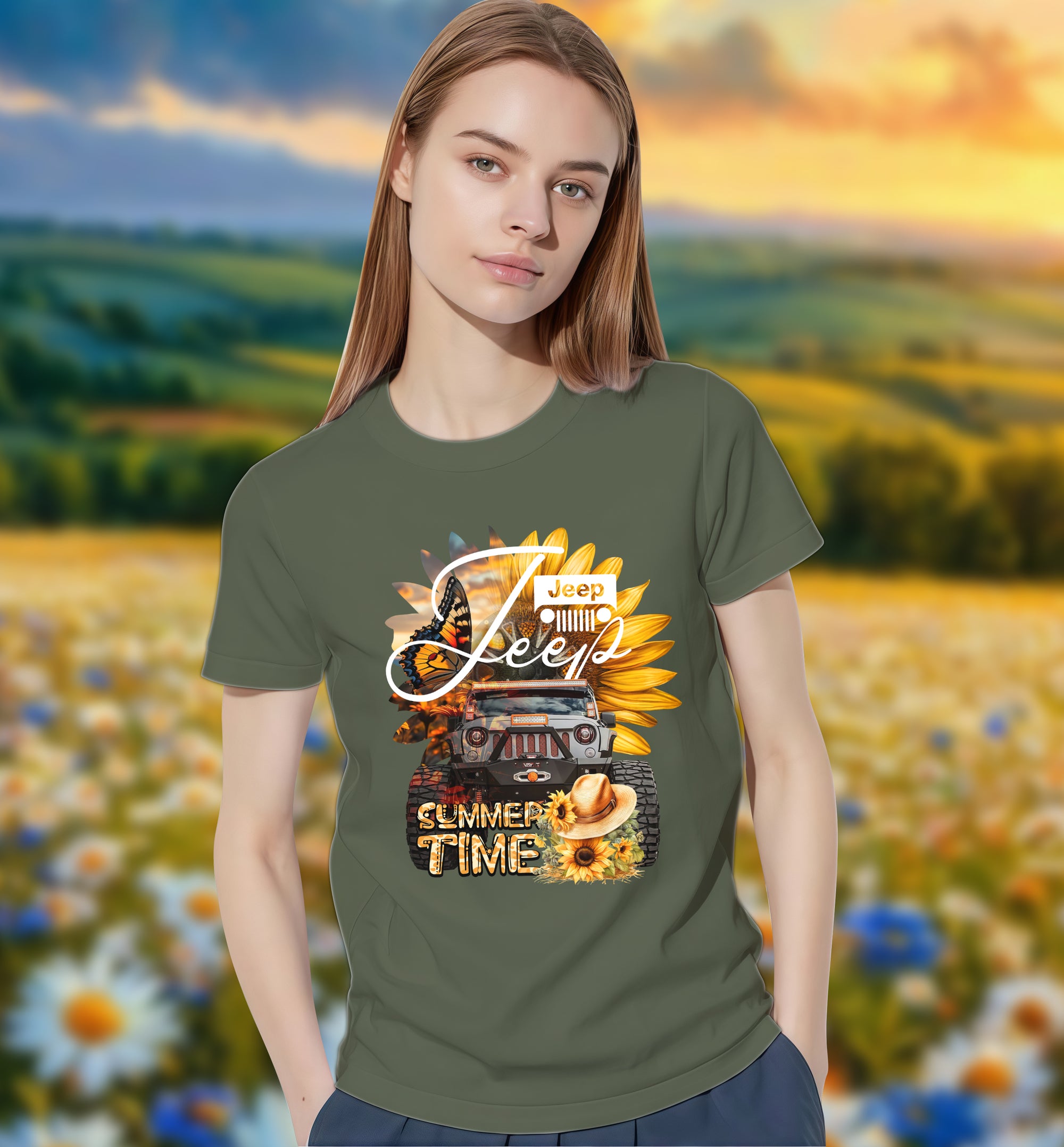 Summer Time Jeep - 2D T-Shirt for Men/Women - TH02