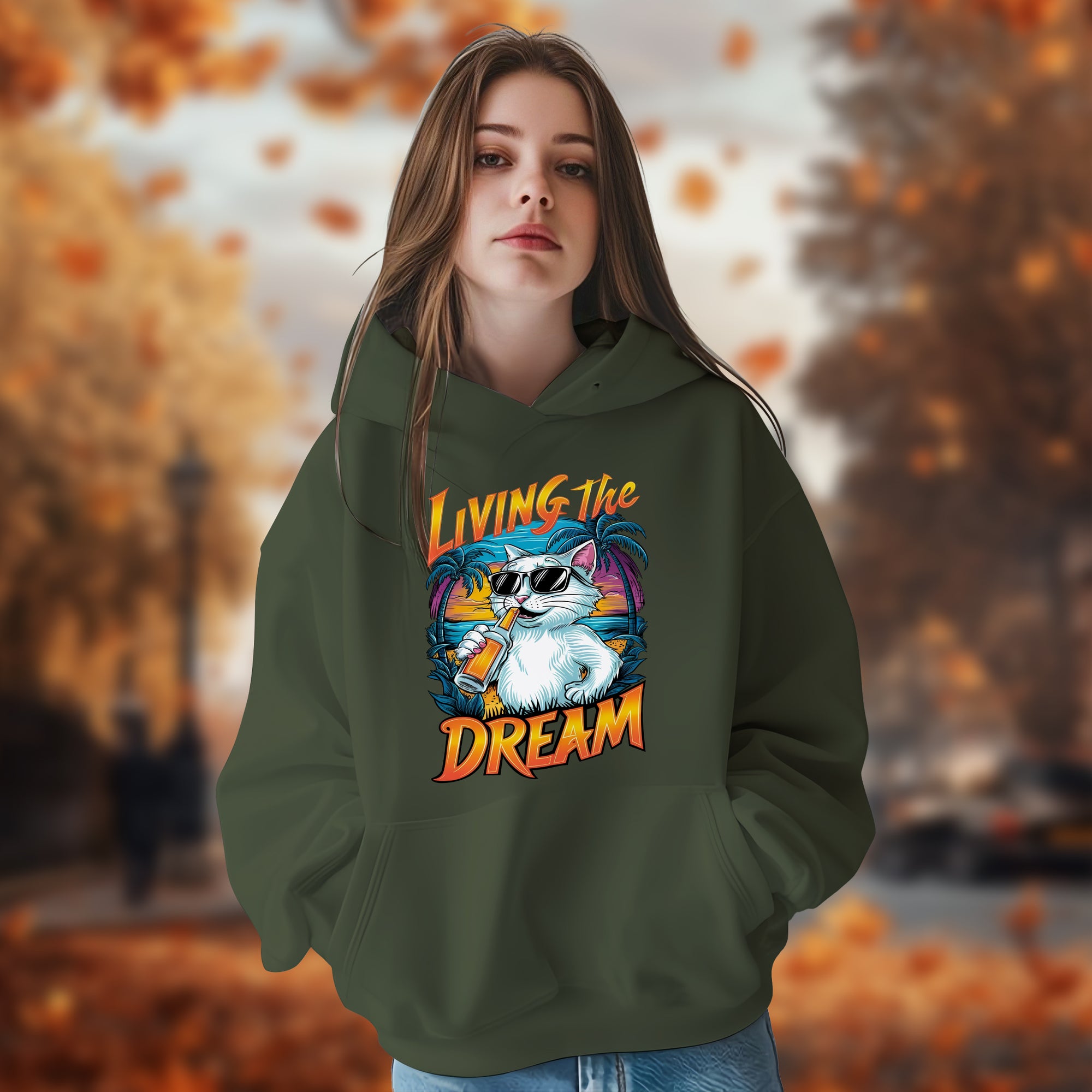 Living The Dream With Cat - 2D Hoodie For Men/Women - TH02