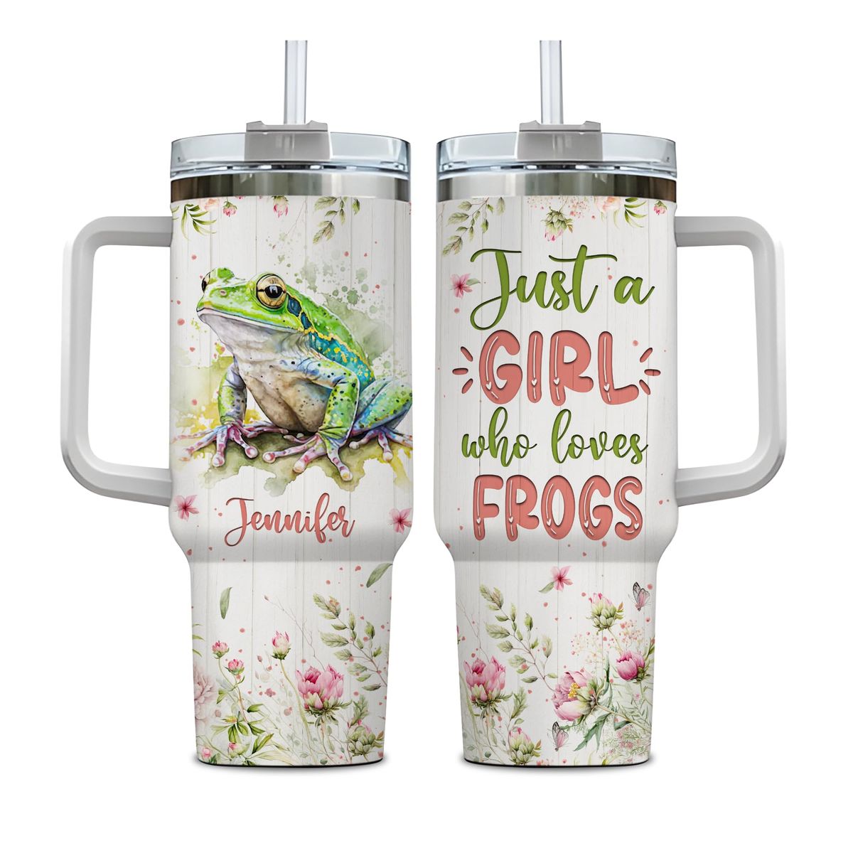 Personalized - Just A Girl Who Loves Frogs Handle With Tumbler – Size 40oz