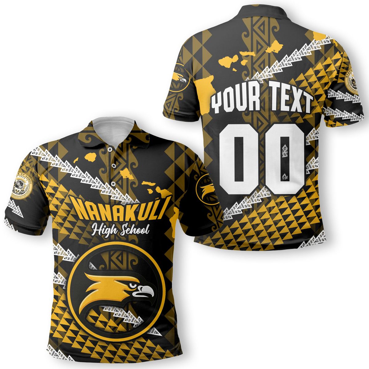 Personalised - Hawaii Nanakuli High School Map Style Polo Shirt