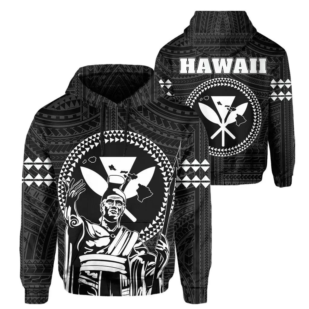 Hawaii King Kanaka Kakau With Polynesian Pattern Hoodie Unisex