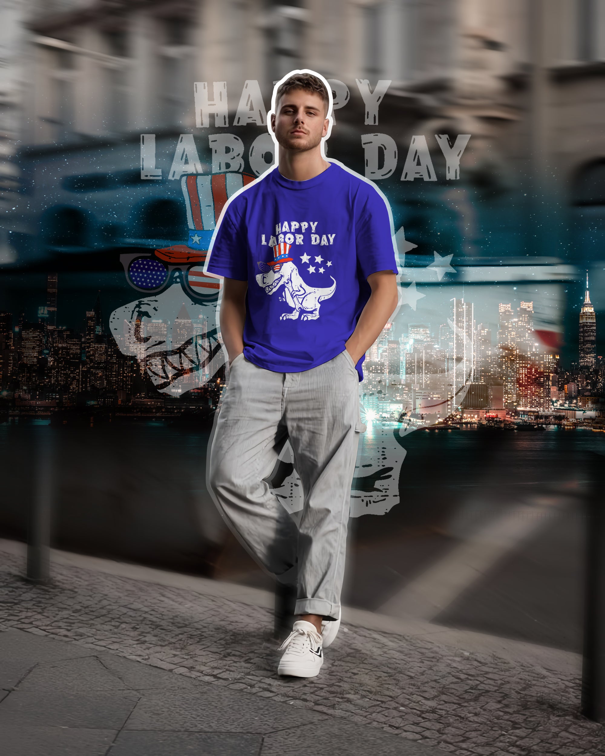 Funny Labour Day T-Rex T-Shirt – 2D Dinosaur Graphic - TH02
