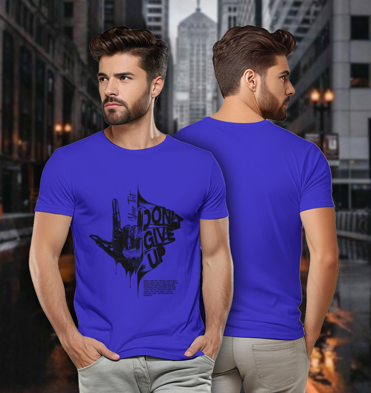 Personalized Motivation Tee – Don’t Give Up Hand Sign 2D T-Shirt - TH02