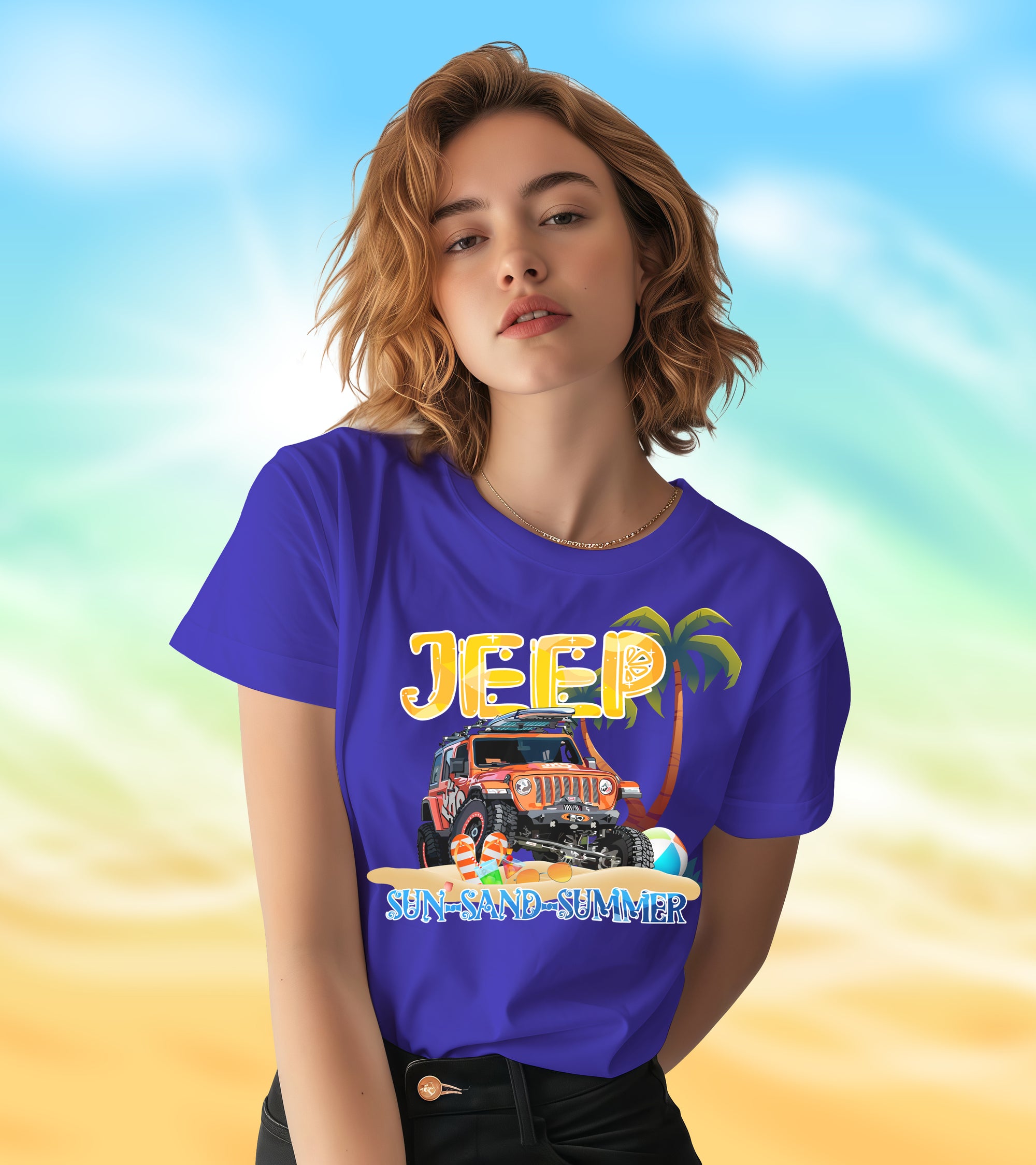 Sun-Sand-Summer Jeep - 2D T-Shirt for Men/Women - TH02