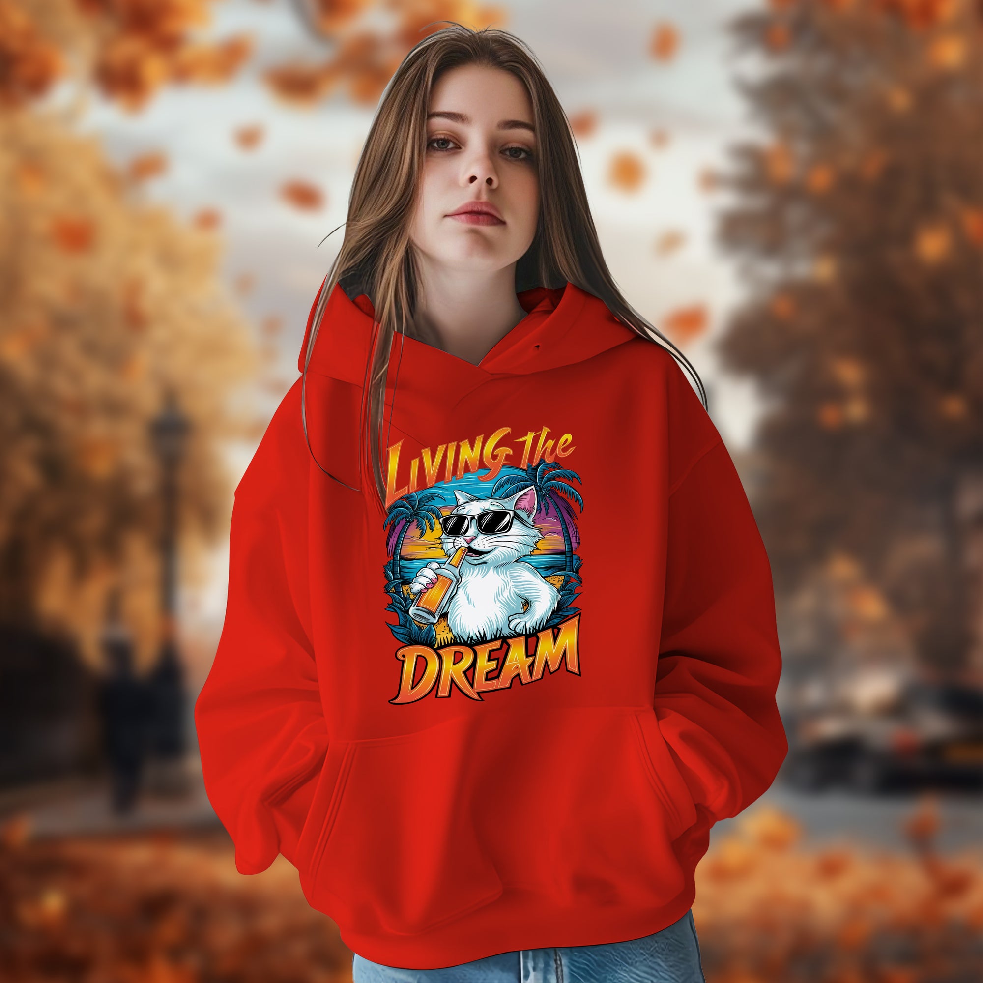 Living The Dream With Cat - 2D Hoodie For Men/Women - TH02