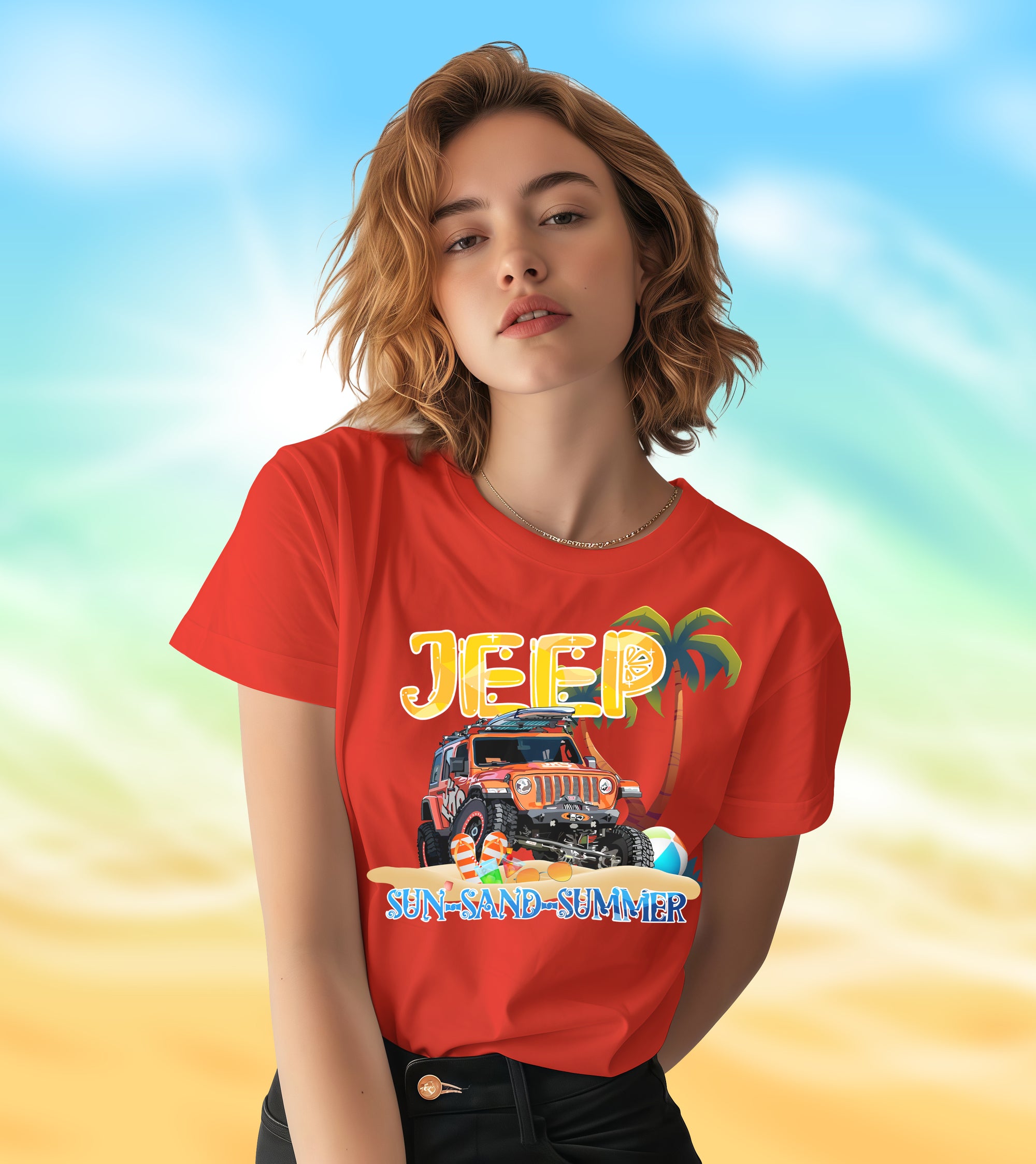 Sun-Sand-Summer Jeep - 2D T-Shirt for Men/Women - TH02