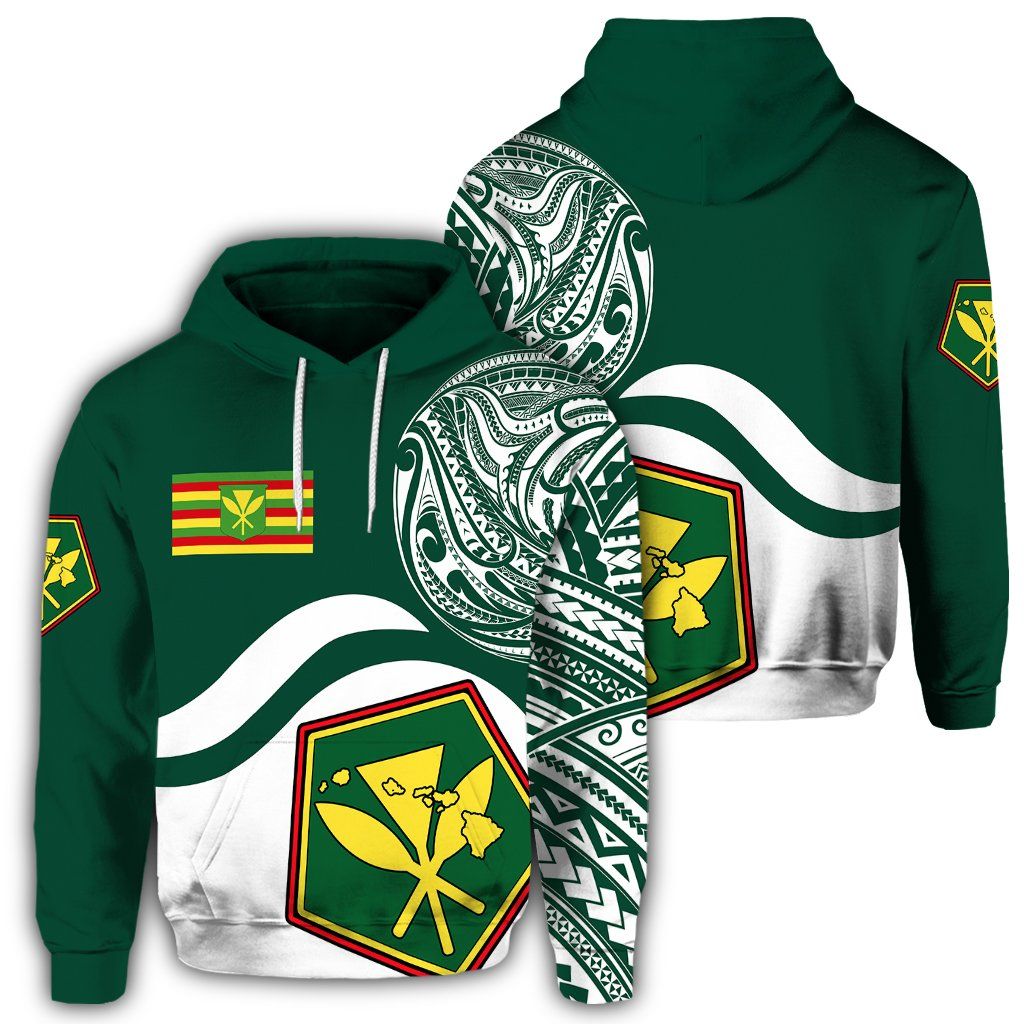 Hawaii Pentagon Kanaka Map Waveshape Style Hoodie Unisex