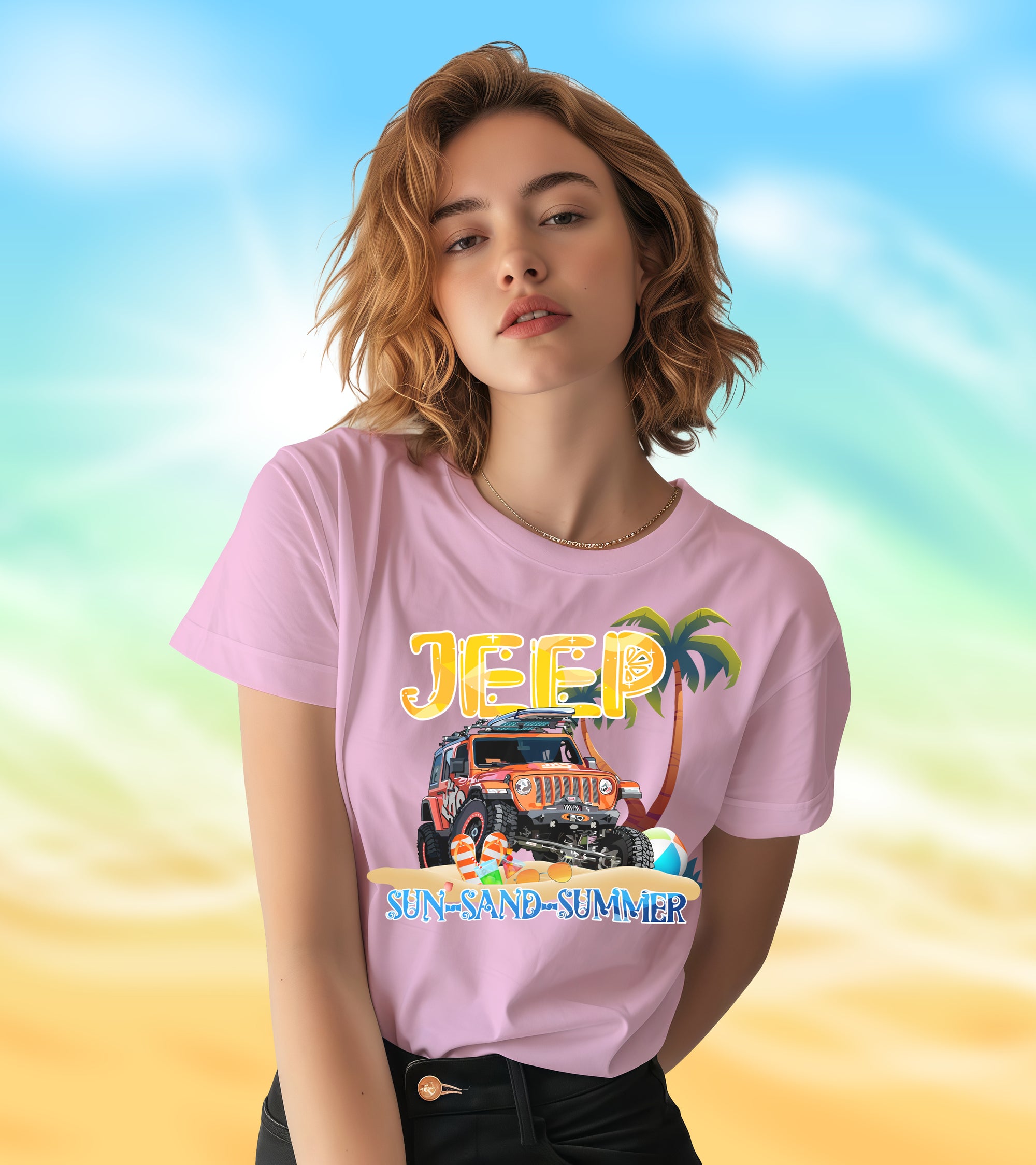 Sun-Sand-Summer Jeep - 2D T-Shirt for Men/Women - TH02