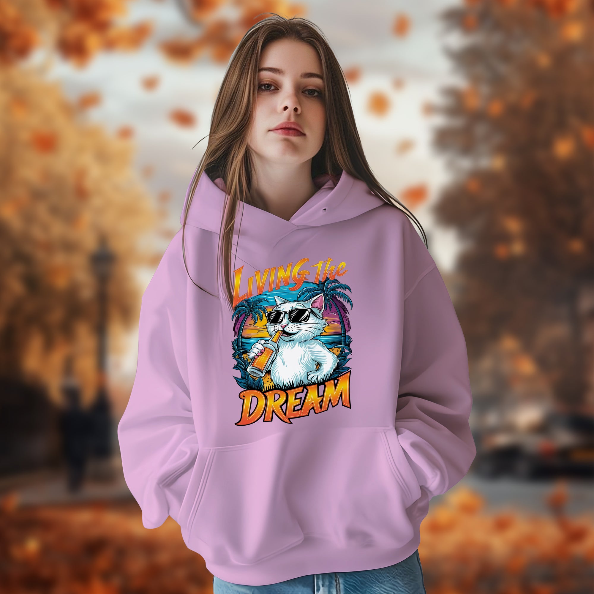 Living The Dream With Cat - 2D Hoodie For Men/Women - TH02