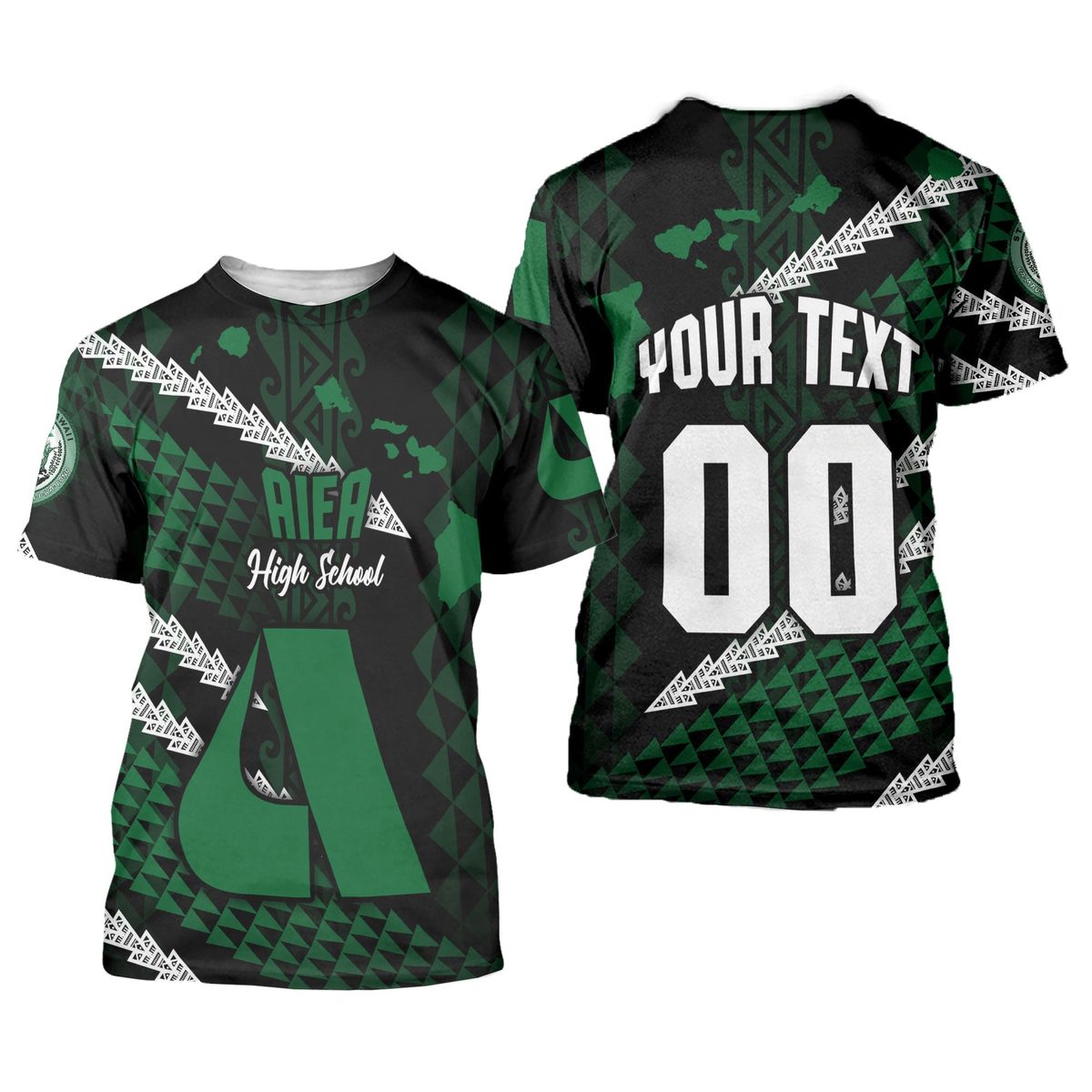 Personalised - Hawaii Aiea High School With Map Style T-Shirt For Men/Women