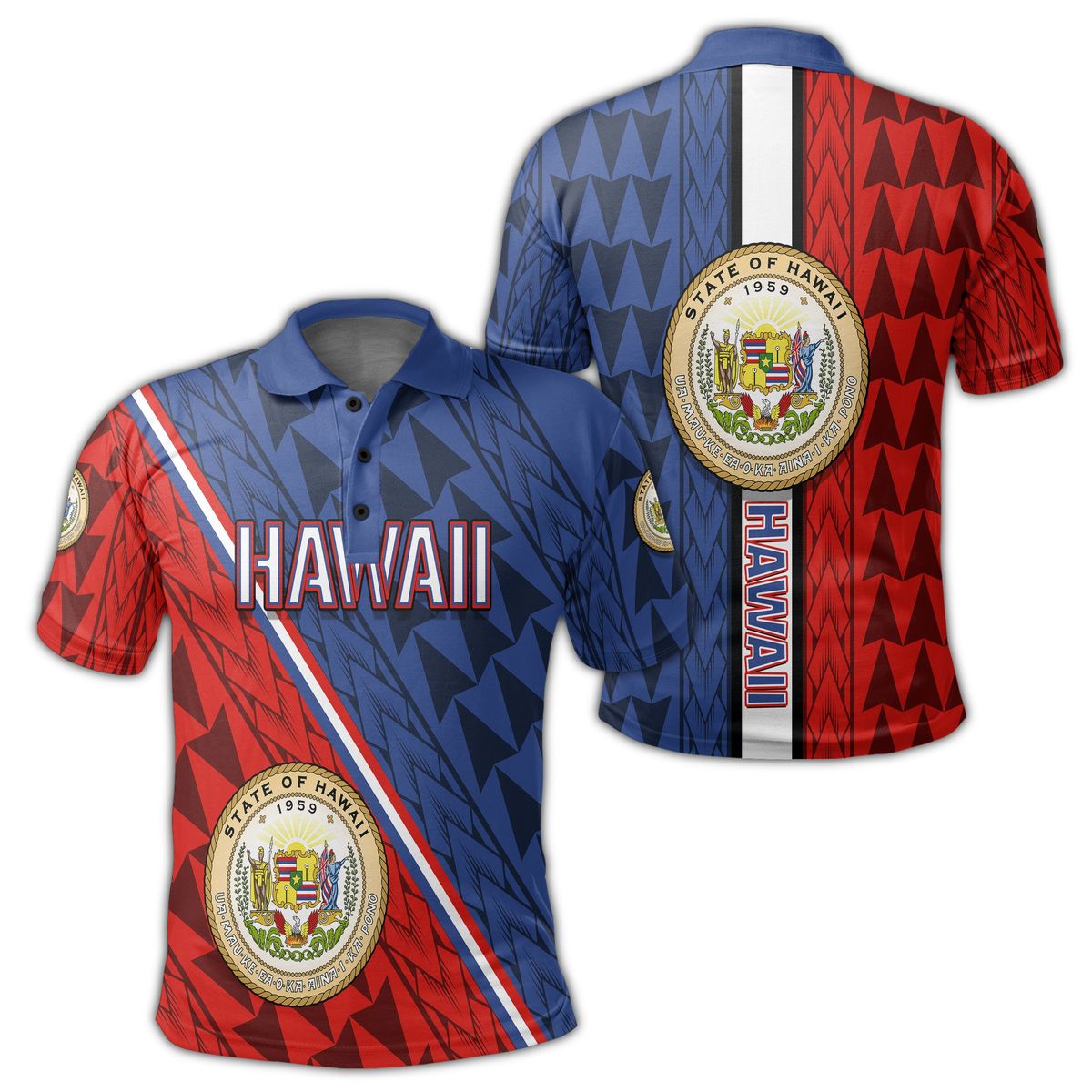 Hawaii Coat Of Arms Polynesian Energetic Polo Shirt Unisex