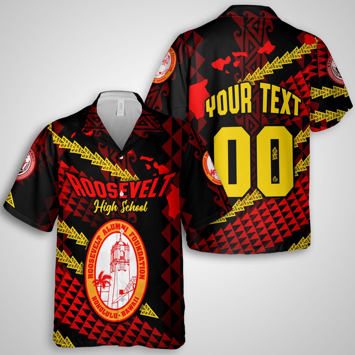 Personalised - Hawaii Roosevelt High School Map Style Hawaiian Shirt Unisex