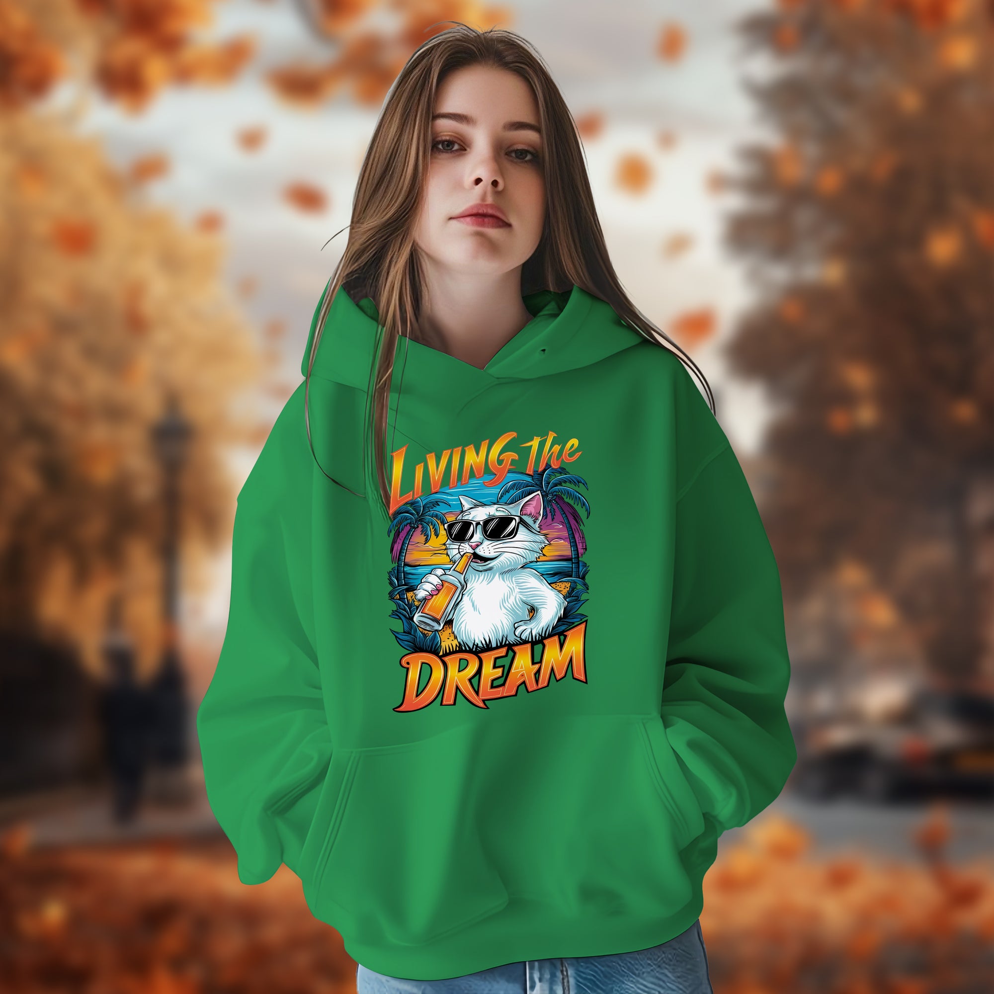 Living The Dream With Cat - 2D Hoodie For Men/Women - TH02