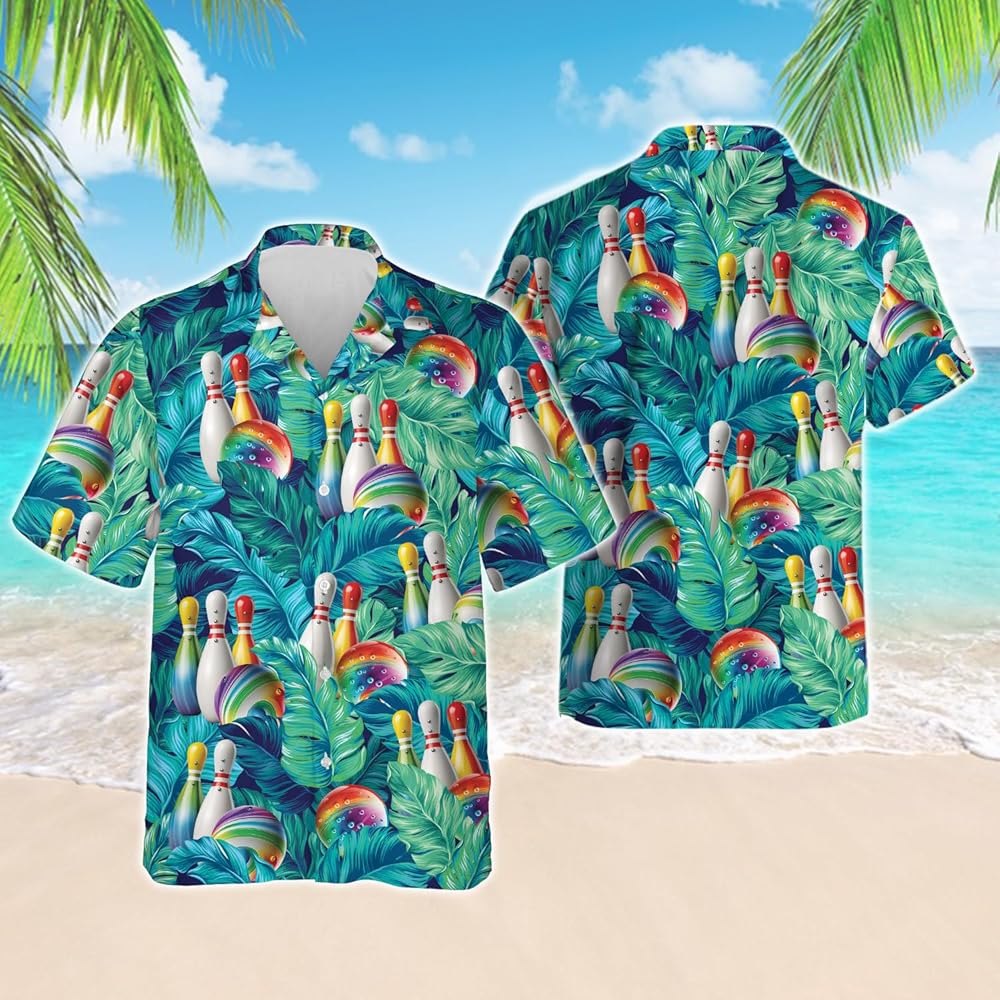 Bowling Pin Hawaiian Shirt For Men/Women