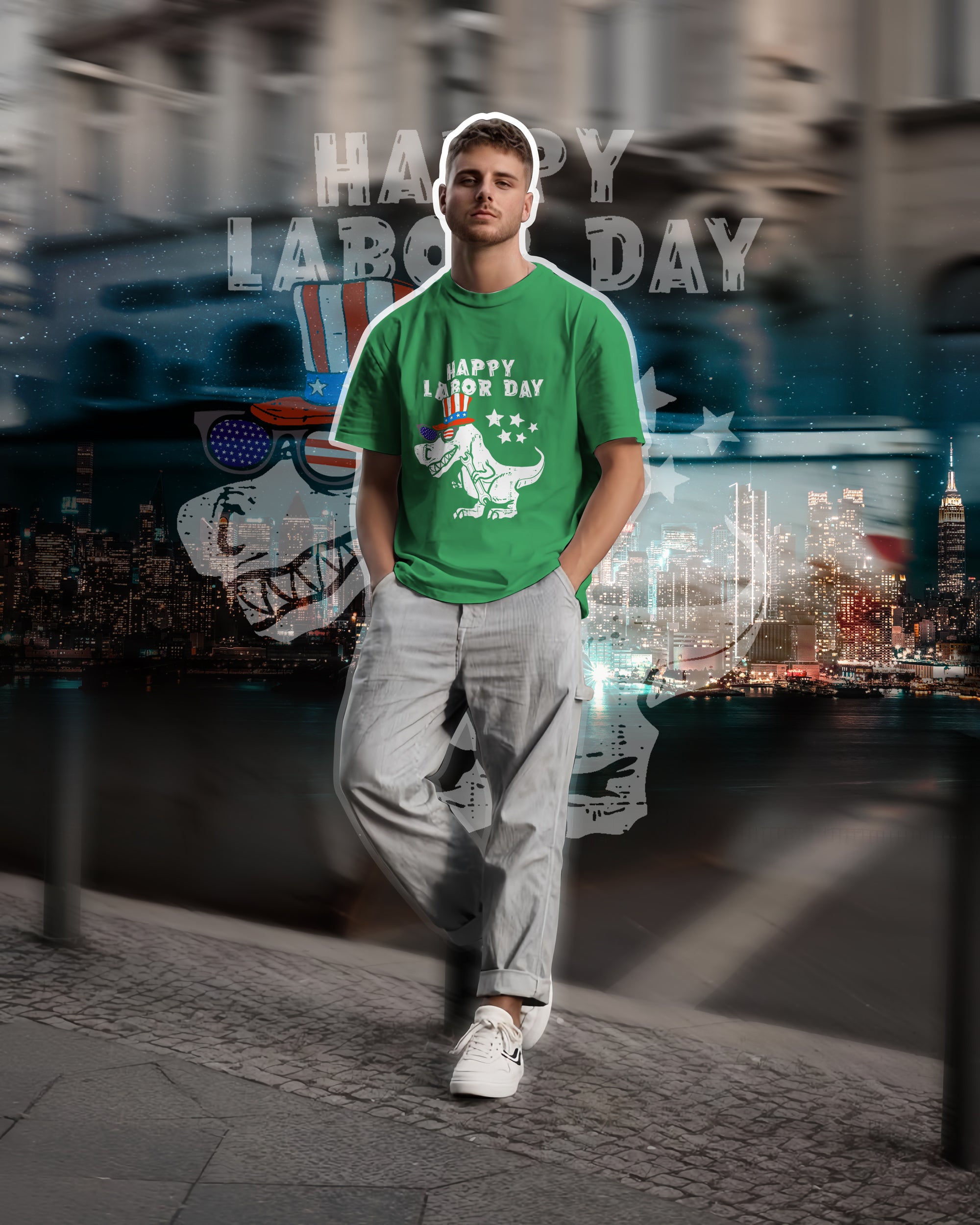 Funny Labour Day T-Rex T-Shirt – 2D Dinosaur Graphic - TH02