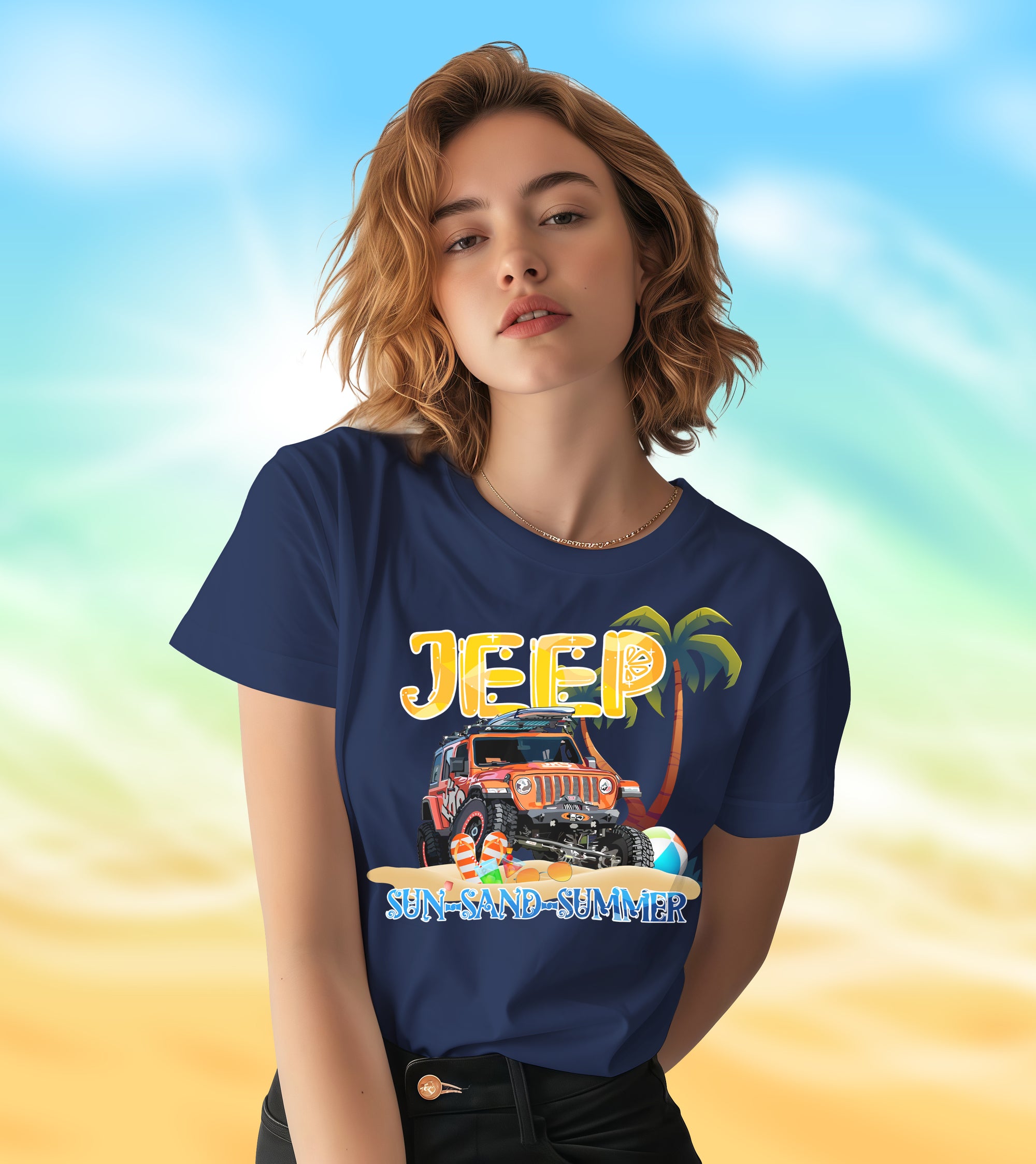 Sun-Sand-Summer Jeep - 2D T-Shirt for Men/Women - TH02