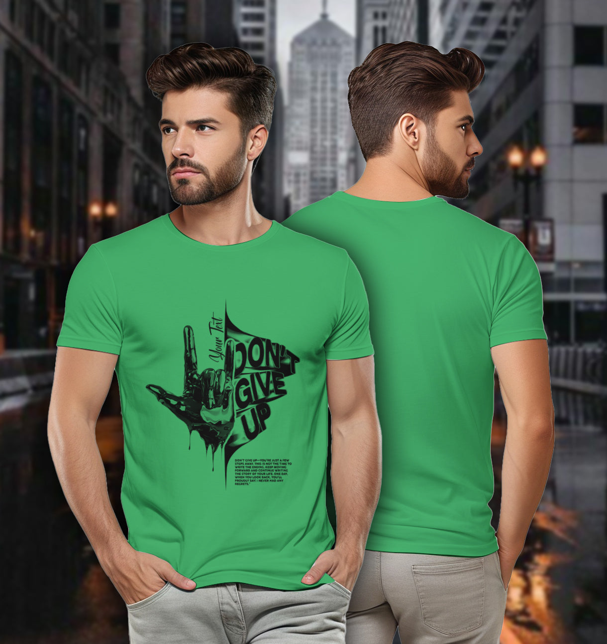 Personalized Motivation Tee – Don’t Give Up Hand Sign 2D T-Shirt - TH02
