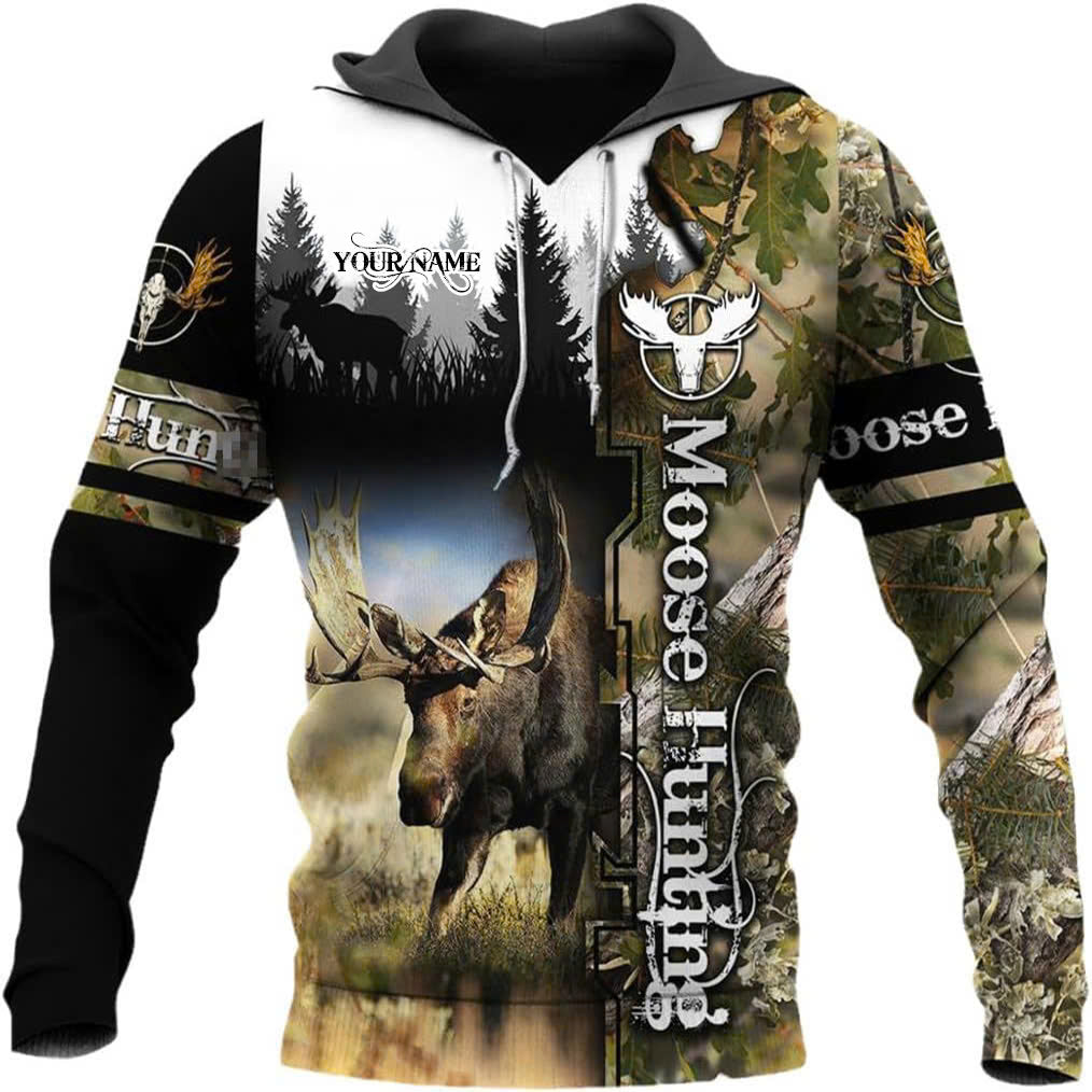 Personalised - Moose Hunting Reaper Hunter Camo Hoodie Unisex