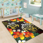 Hawaii Polynesian Tribal Floral Turtle Area Rug