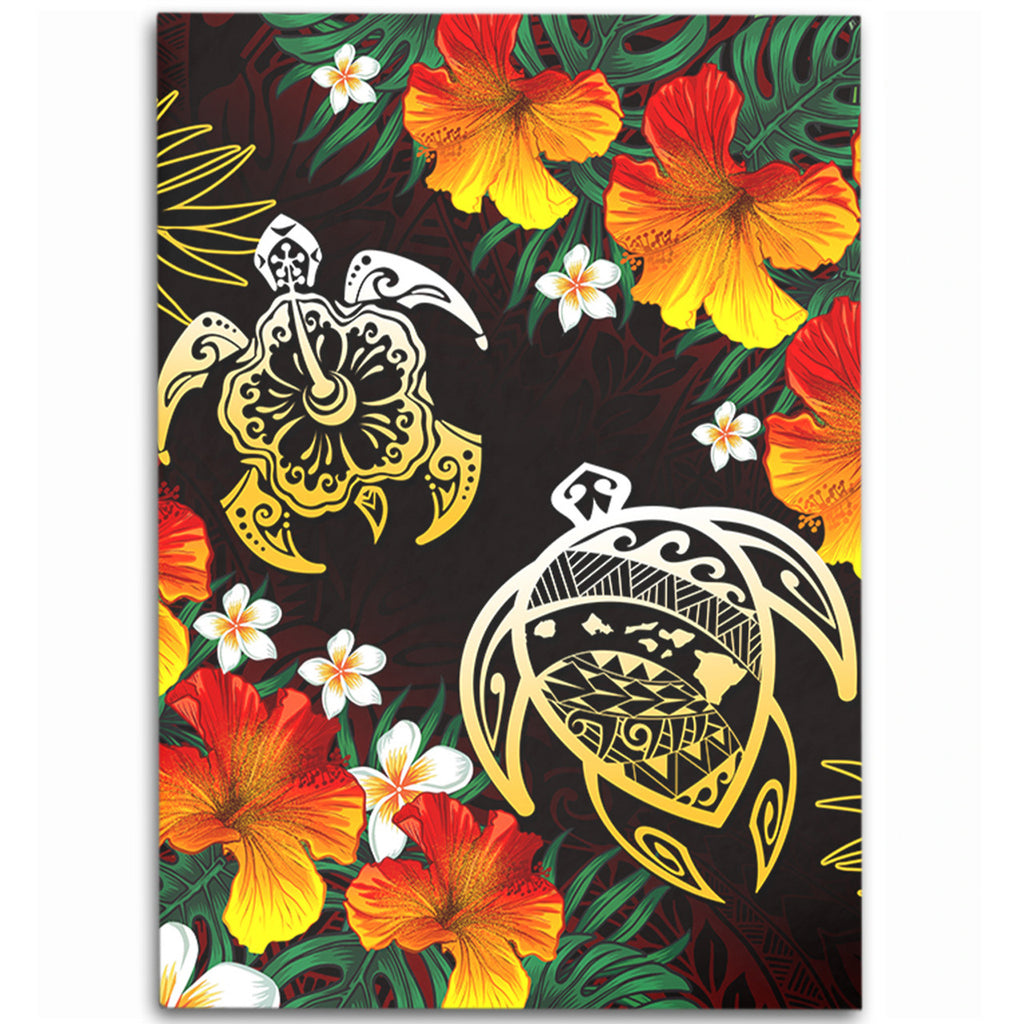 Hawaii Polynesian Tribal Floral Turtle Area Rug