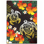 Hawaii Polynesian Tribal Floral Turtle Area Rug