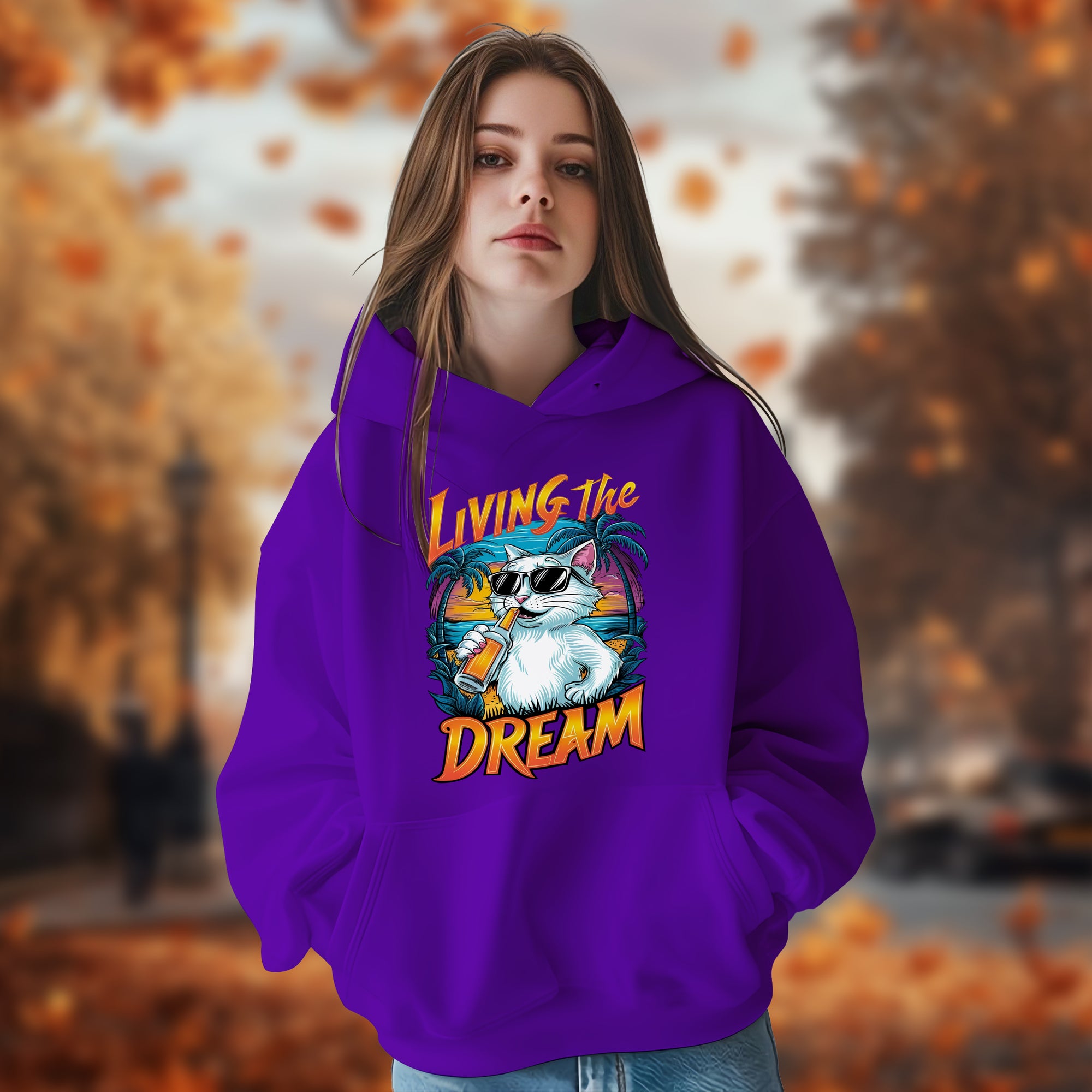 Living The Dream With Cat - 2D Hoodie For Men/Women - TH02