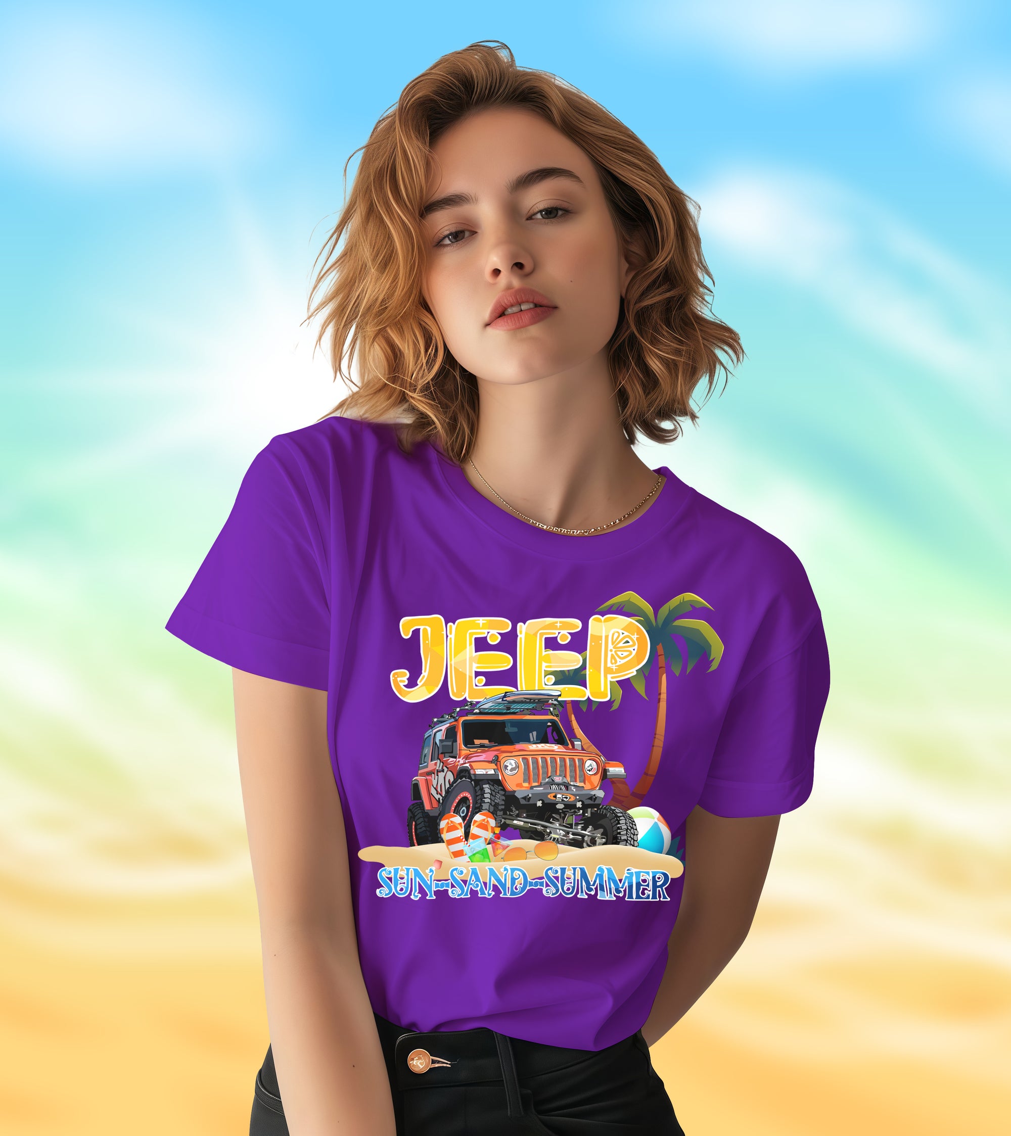 Sun-Sand-Summer Jeep - 2D T-Shirt for Men/Women - TH02