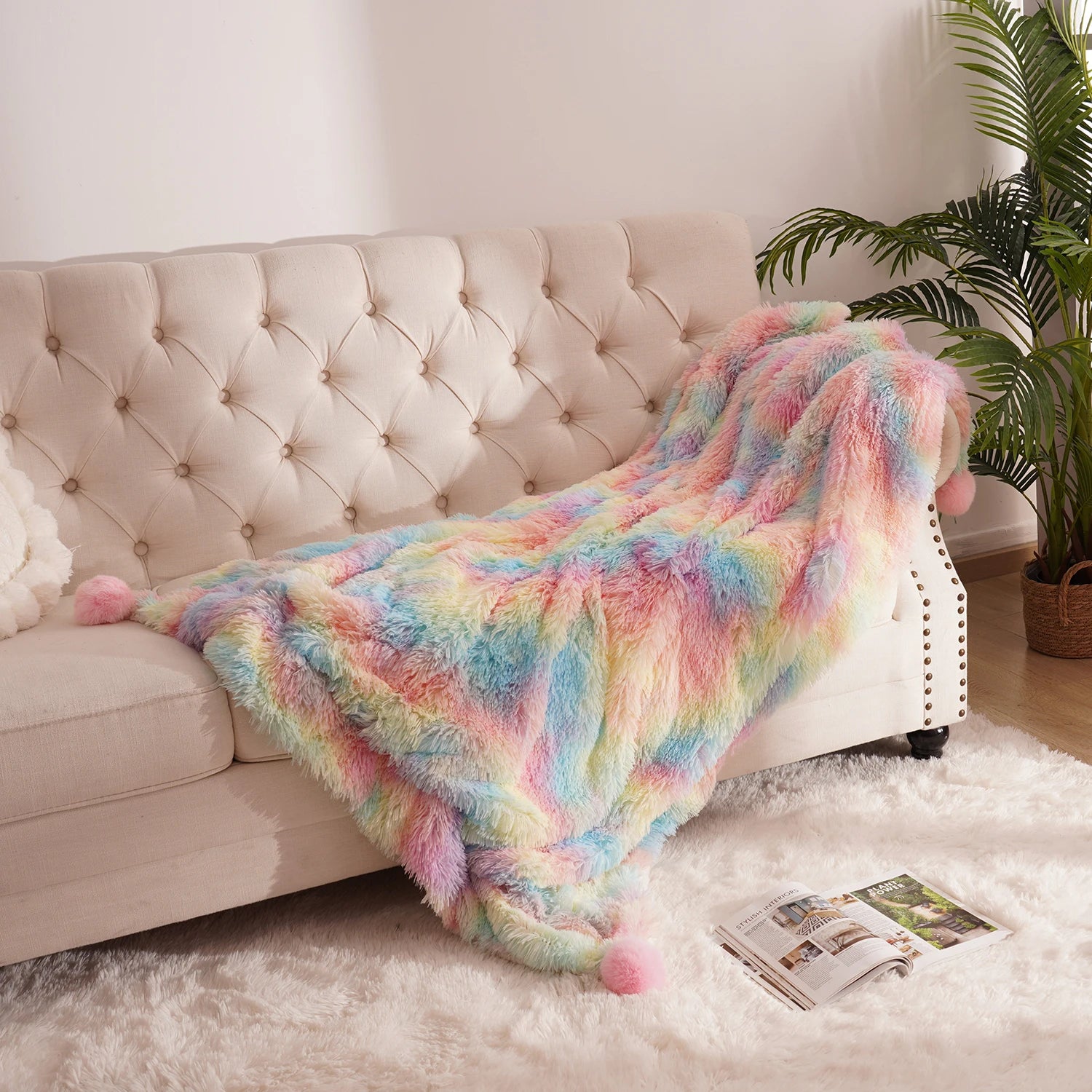 Furry Plush Throw Blanket