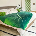 Leaf Shaped Green Flannel Blanket