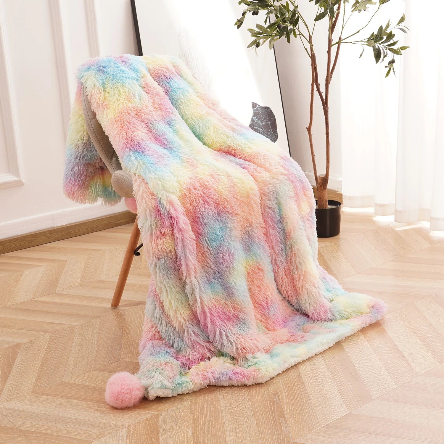 Furry Plush Throw Blanket