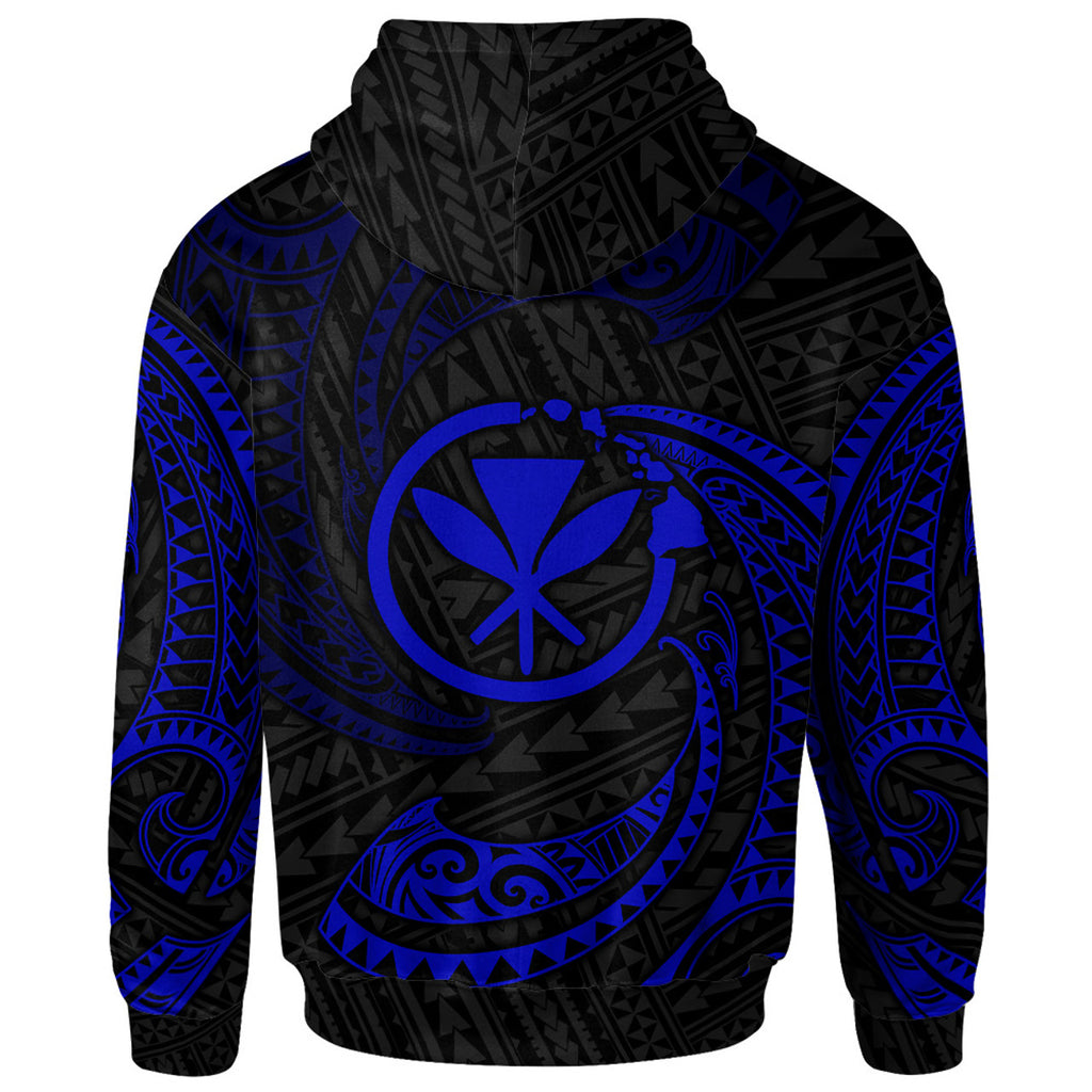 Hawaii Polynesian With Blue Tribal Wave Hoodie For Men/Women