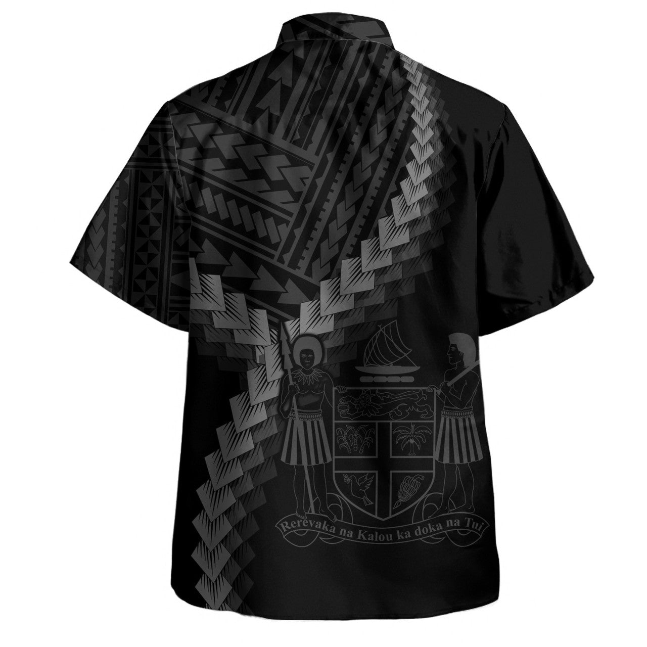 Fiji Coat Of Arm Polynesian Tattoo Style Hawaiian Shirt Unisex