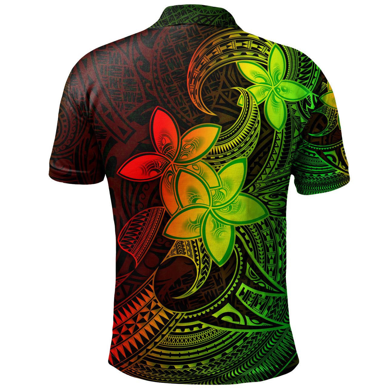 Hawaii Kanaka Maoli Polo Shirt Plumeria Flowers Vintage Style Reggae Colors - AL01