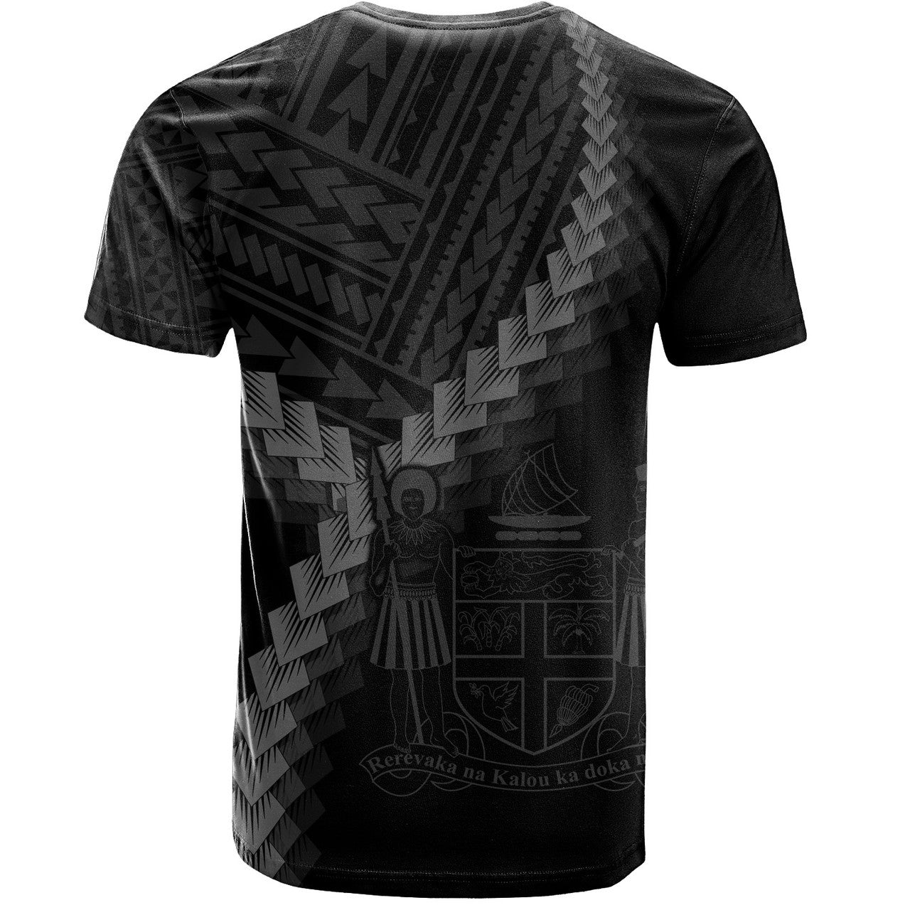 Personalised - Fiji Coat Of Arm Polynesian Tattoo Style T-shirt Unisex