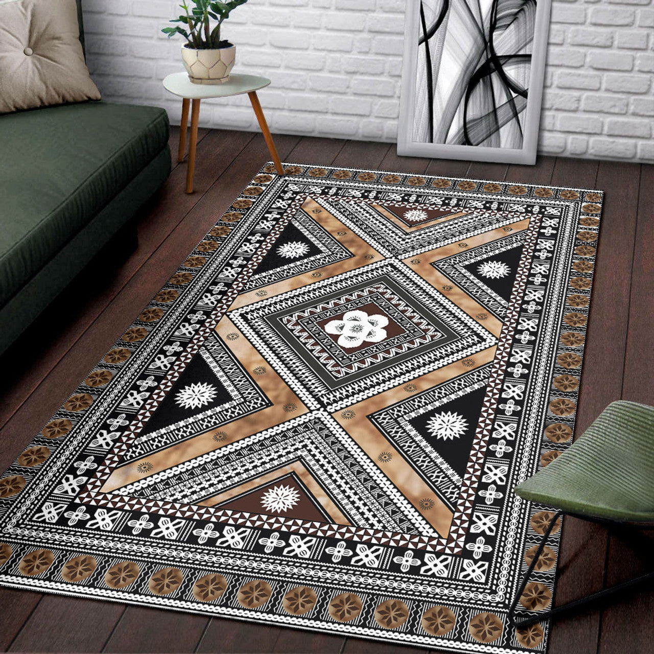 Fiji Tapa Massi Cloths Area Rug