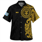Personalised - Fiji Polynesian Half Sleeve Gold Tattoo With Seal Black Hawaiian Shirt Unisex