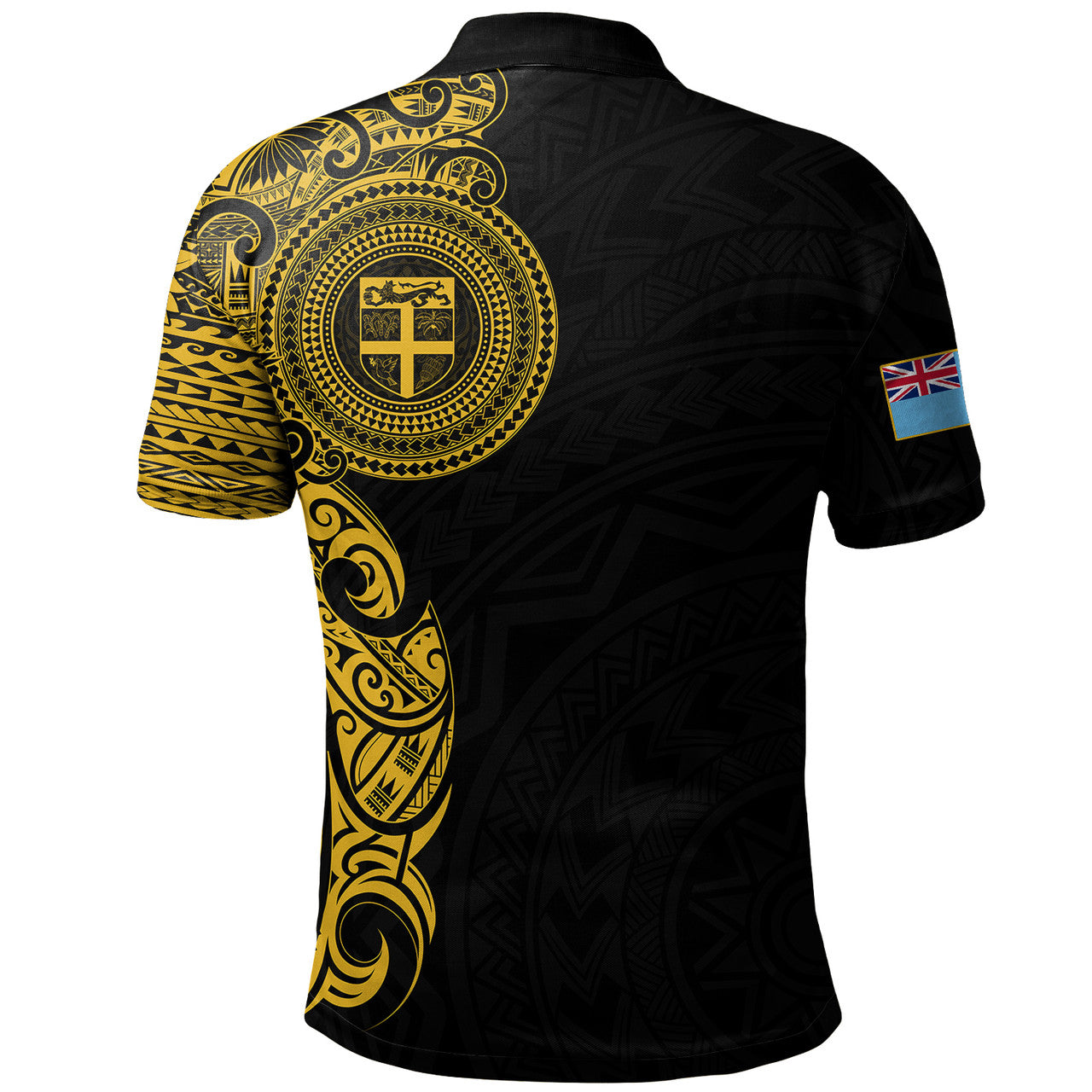 Fiji Polynesian Half Sleeve Gold Tattoo With Seal Polo Shirt Unisex