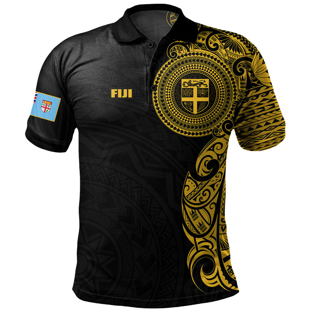 Fiji Polynesian Half Sleeve Gold Tattoo With Seal Polo Shirt Unisex