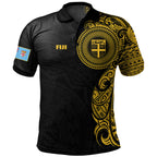 Fiji Polynesian Half Sleeve Gold Tattoo With Seal Polo Shirt Unisex