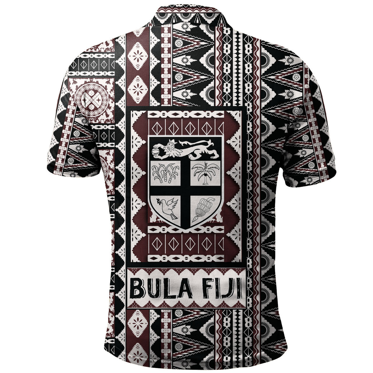 Fiji Bula Fiji Masi Motif Brown Color Polo Shirt Unisex
