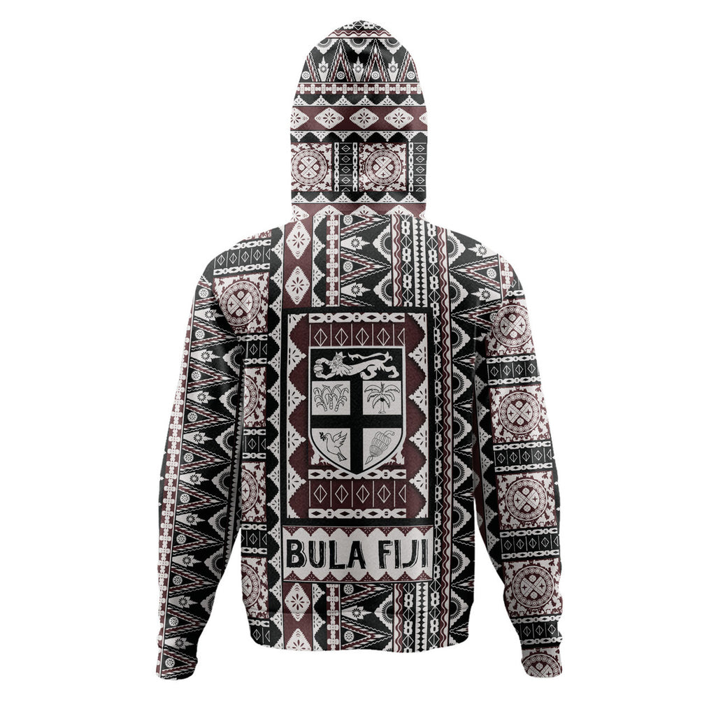 Fiji Bula Fiji Masi Motif Brown Hoodie Unisex