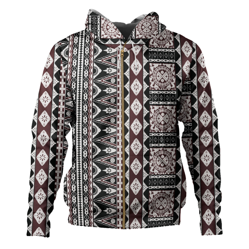 Fiji Bula Fiji Masi Motif Brown Hoodie Unisex