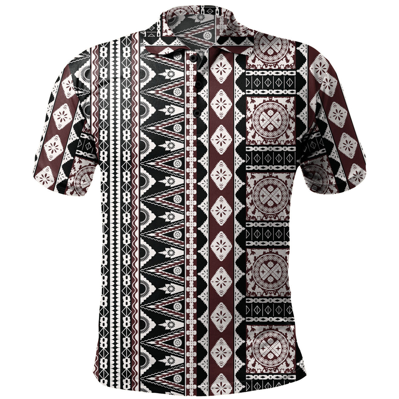 Fiji Bula Fiji Masi Motif Brown Color Polo Shirt Unisex
